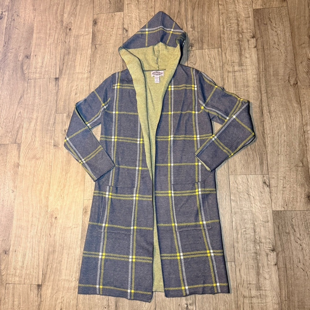 Anthropologie Oliver by Escio Open Front Sweater Cardigan Size M Green/gray